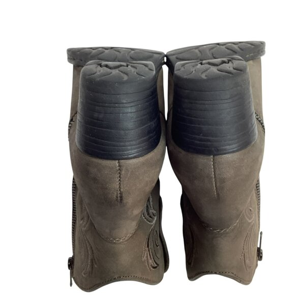 Born Riven Embroidered Womens 7.5 Western Leather Ankle Boots Plaid Lining - Picture 8 of 13